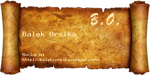 Balek Orsika névjegykártya